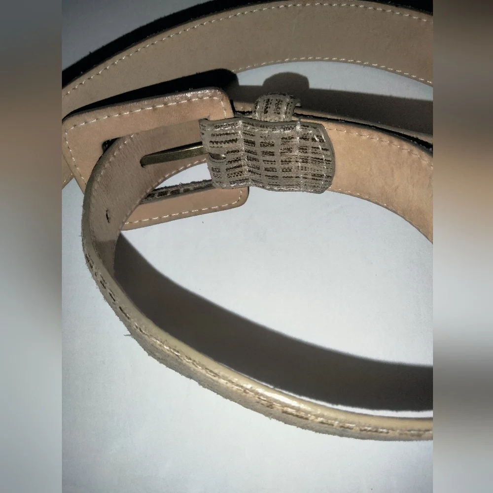 WCM New York (Size M) Nude Textured Genuine Italian Leather Casual/Dress Belt